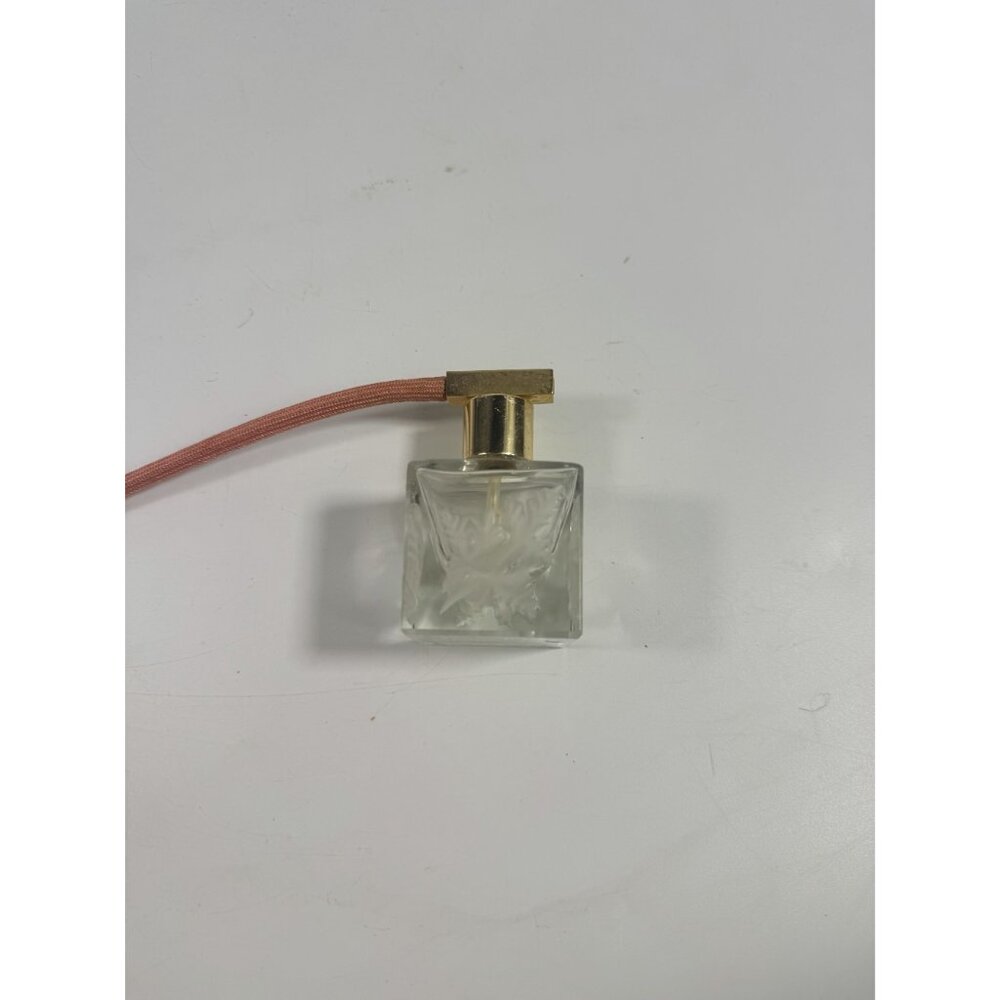 Etched Glass Perfume Bottle Vintage acid etched gold tone Powder Off Pink Rose F - Picture 6 of 12